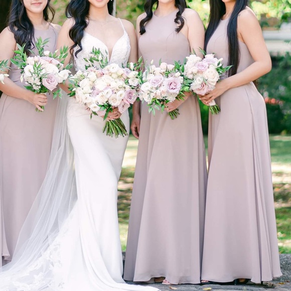 Azazie Taupe Bridesmaid Dress - Picture 1 of 12